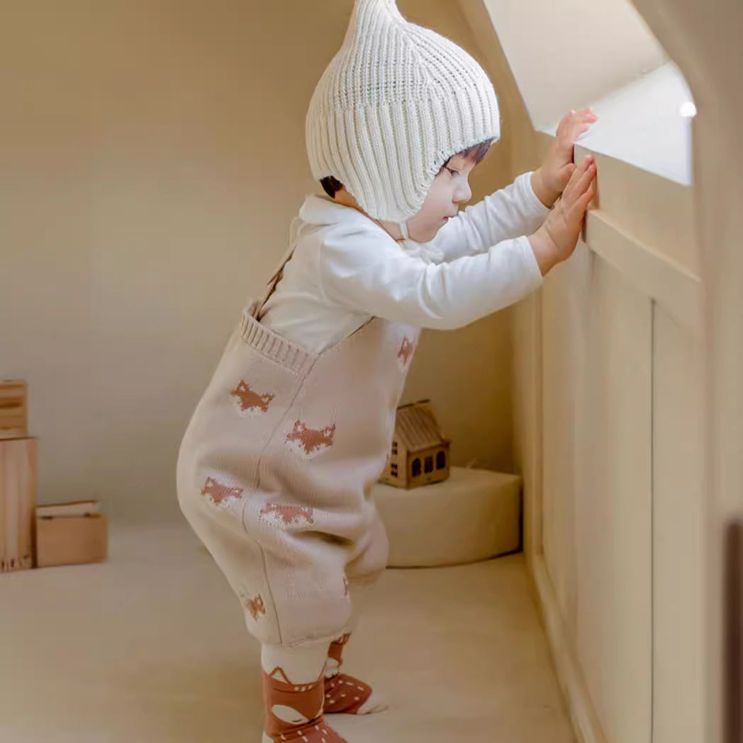 Discover the Adorable Fox Knitted Strap Baby Rompers Jumpsuit