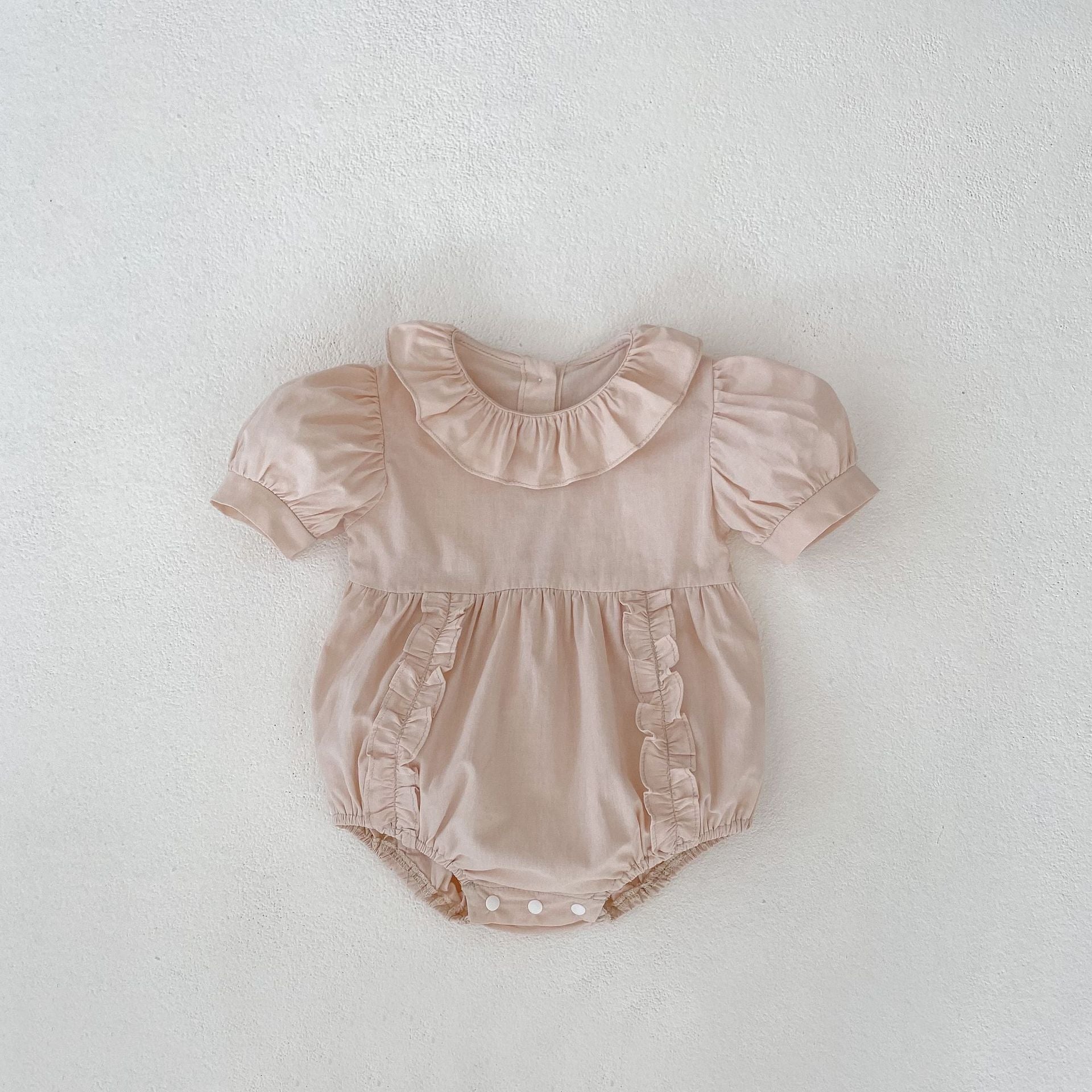 Pure Cotton Puff Sleeve Wooden Ear Baby Girl Rompers