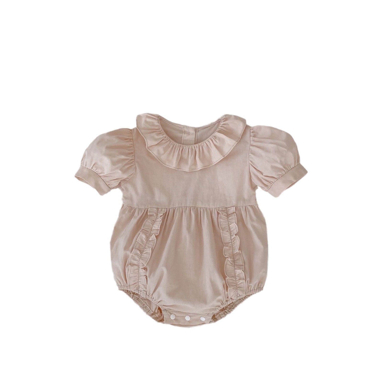 Pure Cotton Puff Sleeve Wooden Ear Baby Girl Rompers