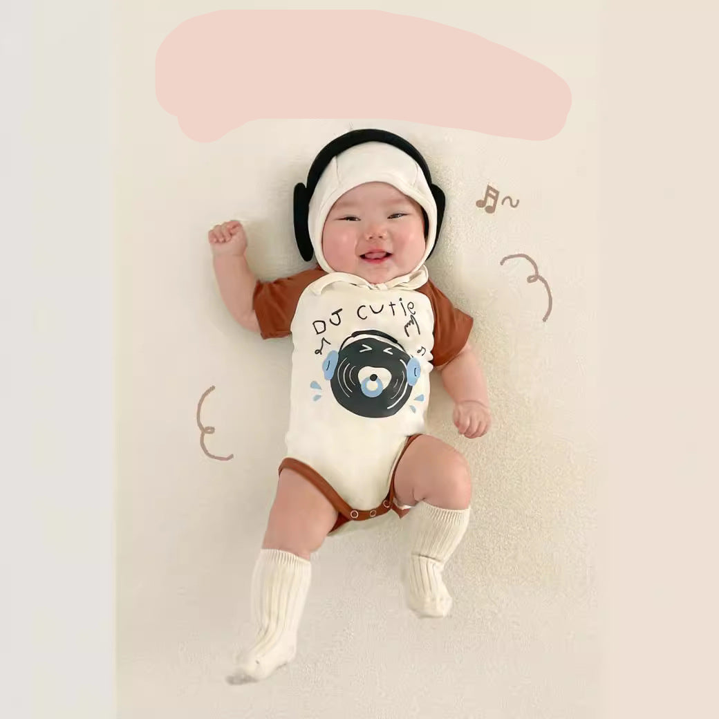 Ins Little DJ Print Modeling Baby Rompers