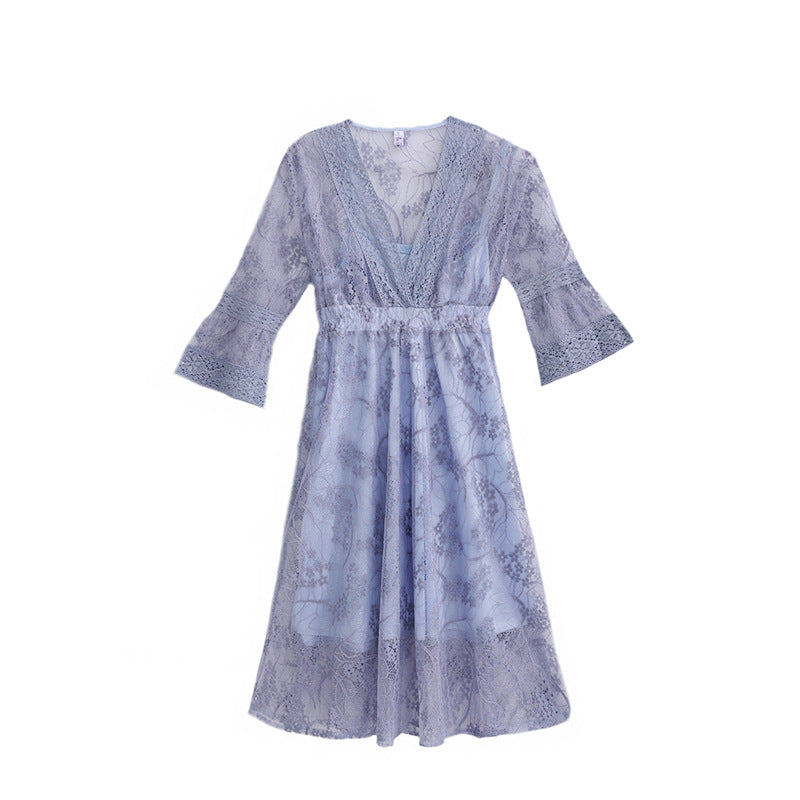 Two-piece Maternity Dress With Lace